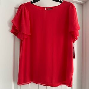 Vince Camuto Bright Red Ruffle Sleeve Blouse